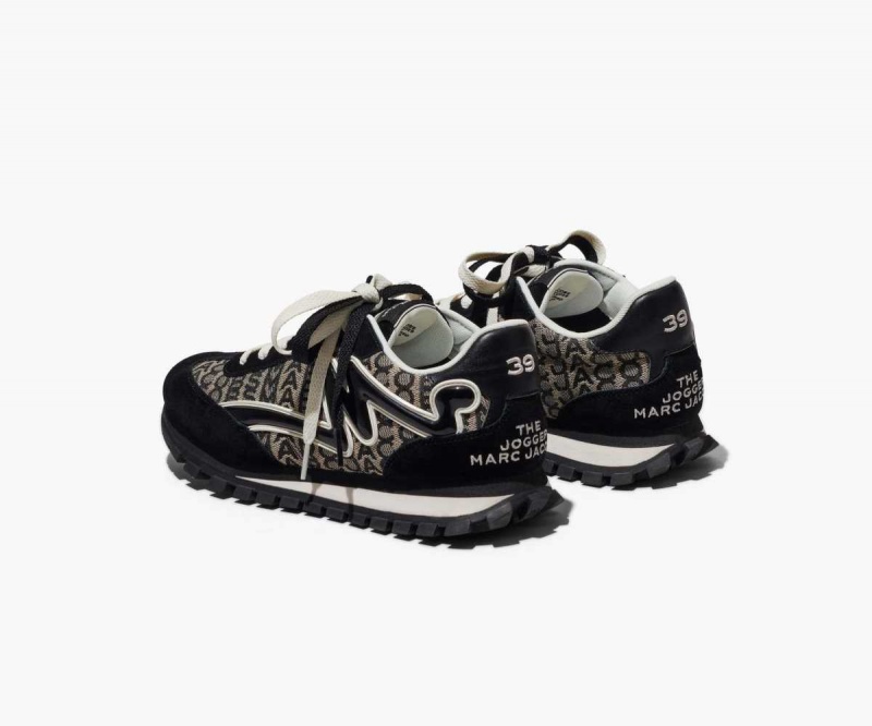 Black / White Women's Marc Jacobs Monogram Jogger Sneakers | USA000775