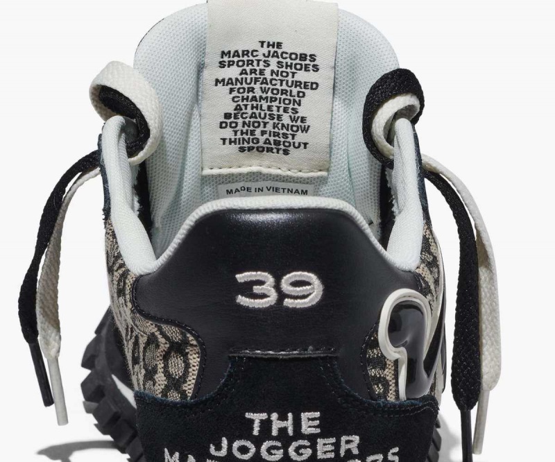 Black / White Women's Marc Jacobs Monogram Jogger Sneakers | USA000775