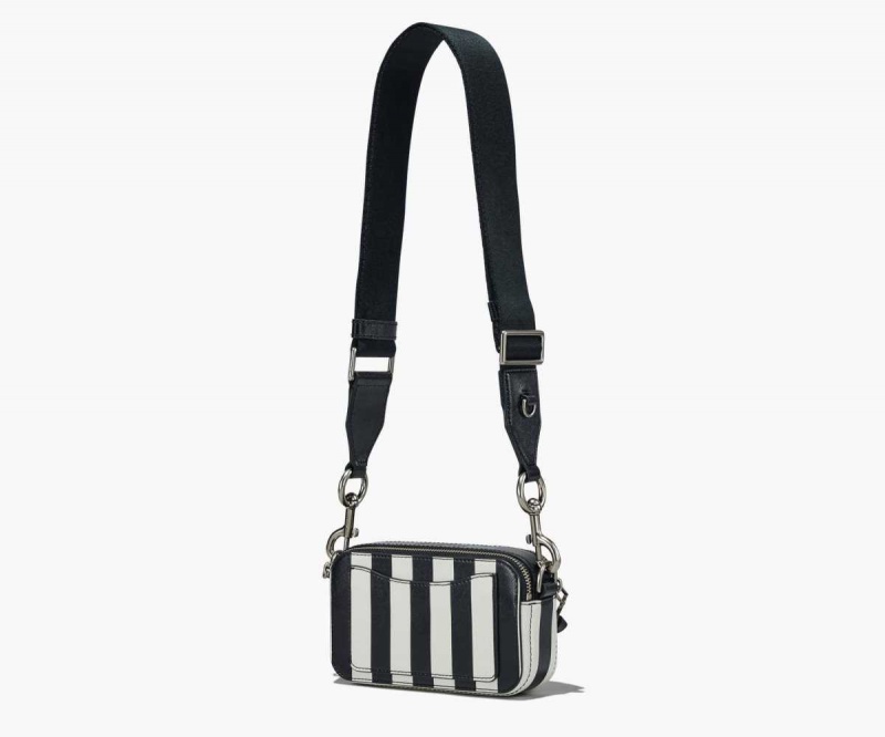 Black / White Women's Marc Jacobs Striped Snapshot Bags | USA000295