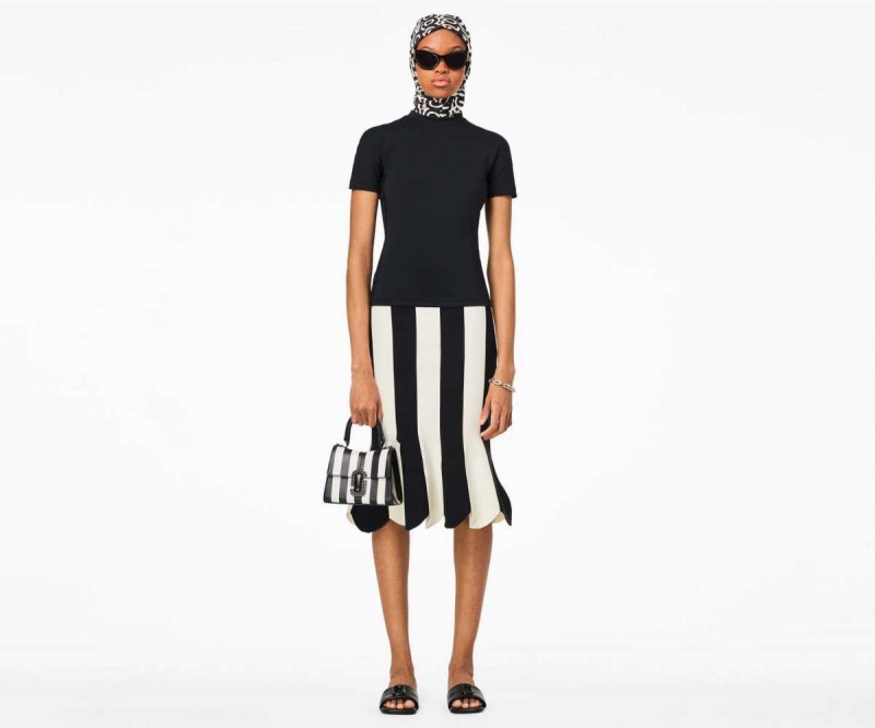 Black / White Women's Marc Jacobs Striped St. Marc Mini Top Handle | USA000309