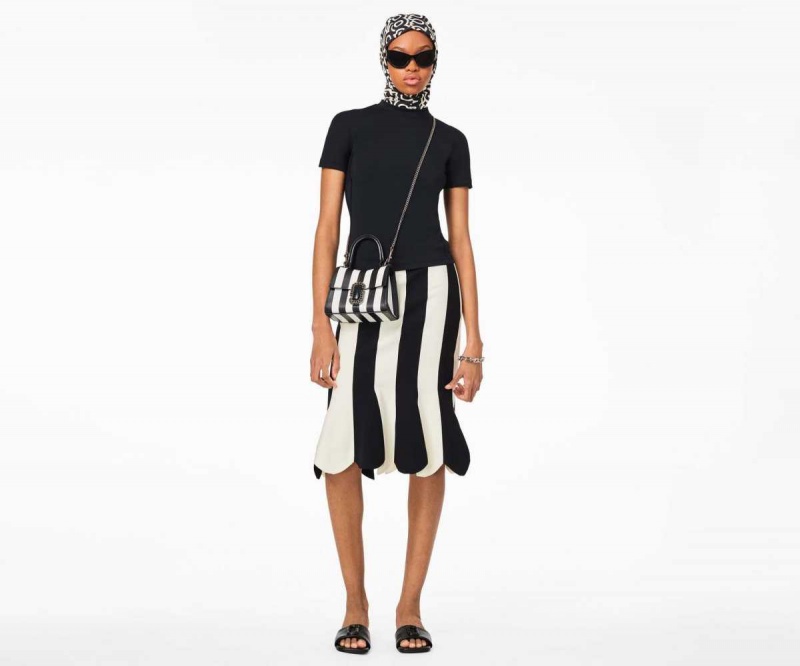 Black / White Women's Marc Jacobs Striped St. Marc Mini Top Handle | USA000309