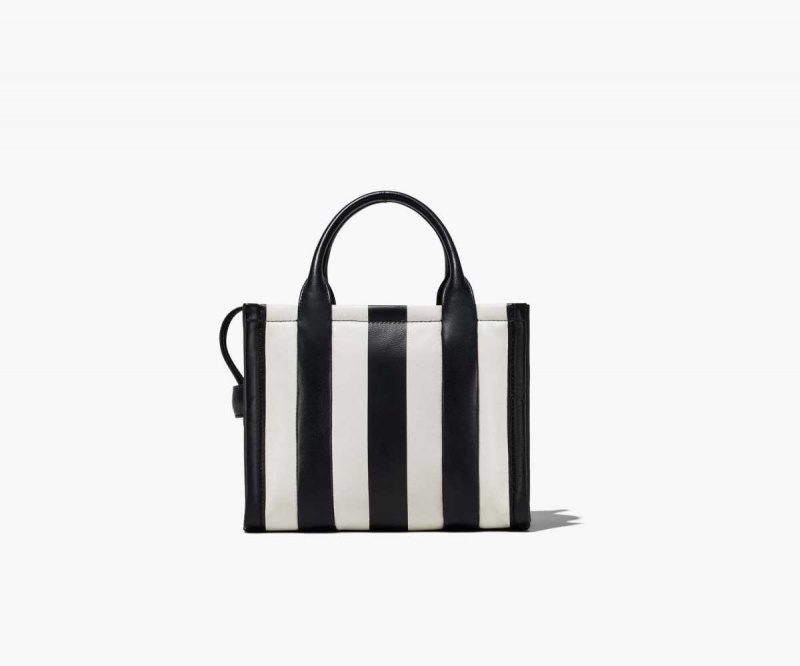 Black / White Women's Marc Jacobs Striped Mini Tote Bags | USA000030