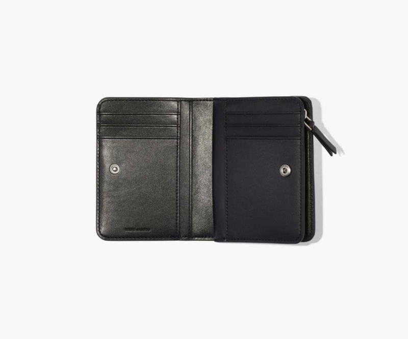 Black / White Women's Marc Jacobs Striped J Marc Mini Compact Wallets | USA000435