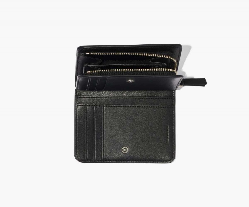 Black / White Women's Marc Jacobs Striped J Marc Mini Compact Wallets | USA000435