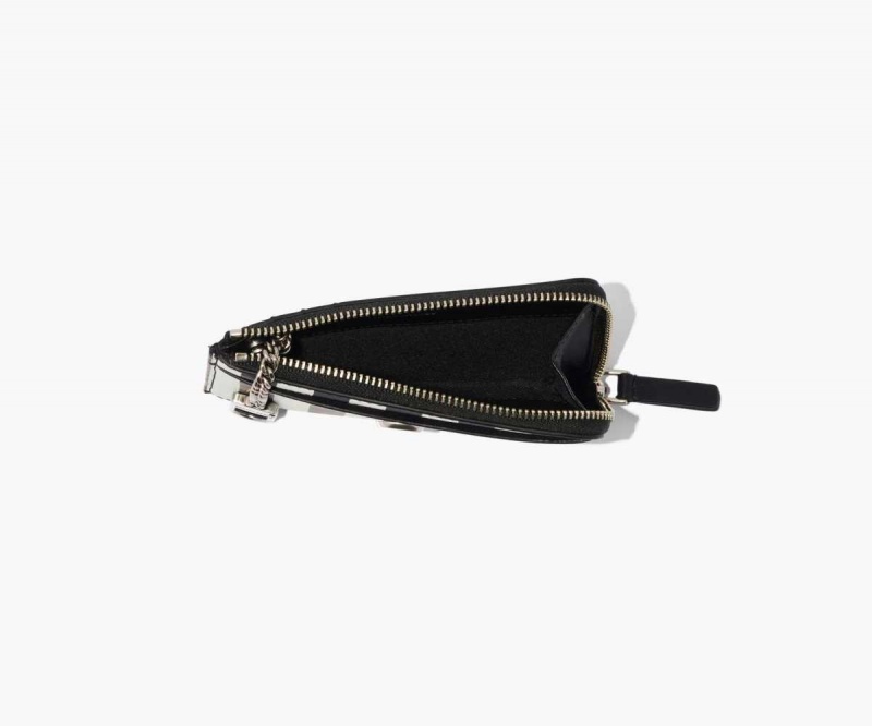 Black / White Women's Marc Jacobs Striped J Marc Top Zip Multi Wallets | USA000455