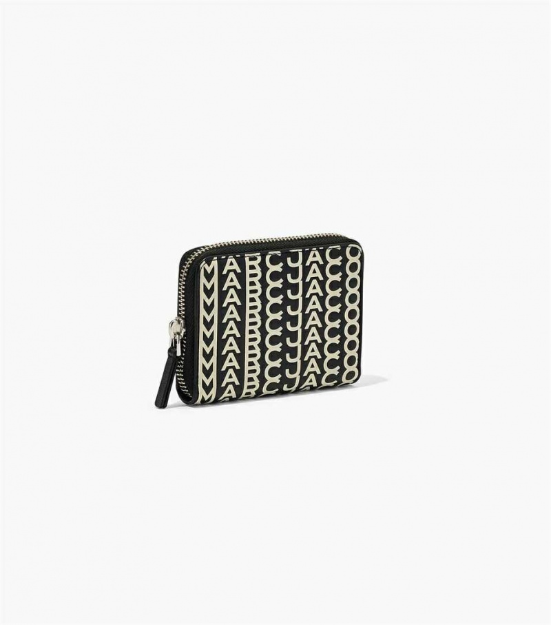 Black / White Women's Marc Jacobs The Monogram Leather Zip Around Wallets | USA000368