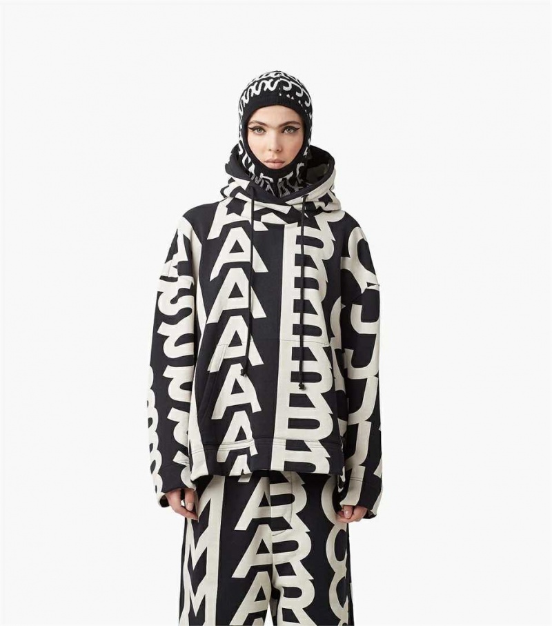 Black / White Women's Marc Jacobs The Monogram Oversized Hoodie | USA000587