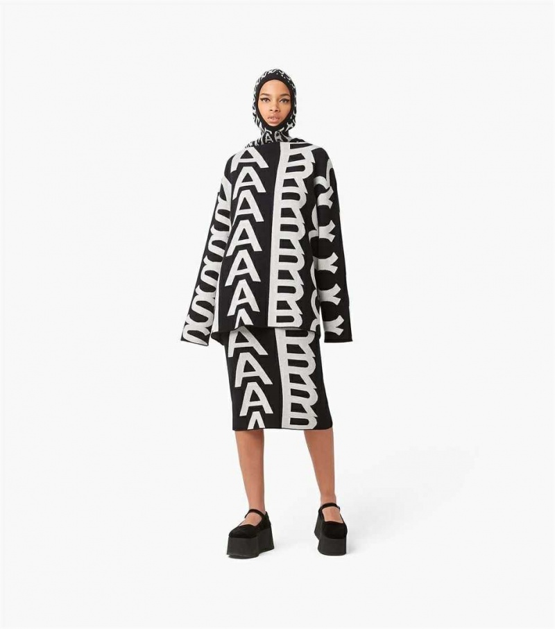 Black / White Women's Marc Jacobs The Monogram Oversized Knit Jumpers | USA000612