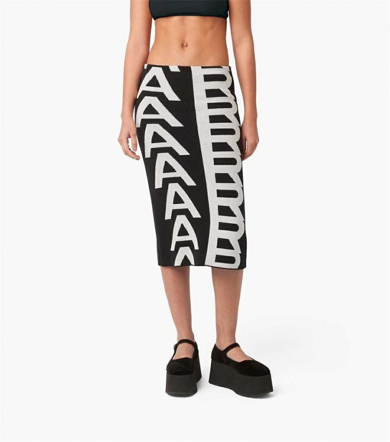 Black / White Women's Marc Jacobs The Monogram Knit Tube Skirts | USA000638