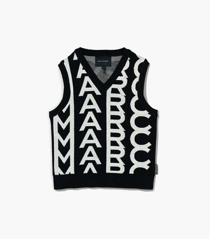 Black / White Women\'s Marc Jacobs The Monogram Knit Vest | USA000706