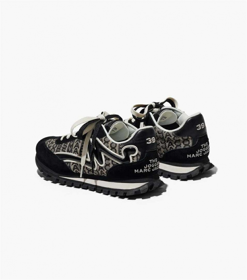 Black / White Women's Marc Jacobs The Monogram Jogger Sneakers | USA000788
