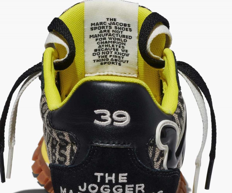 Black / Yellow Women's Marc Jacobs Monogram Jogger Sneakers | USA000779