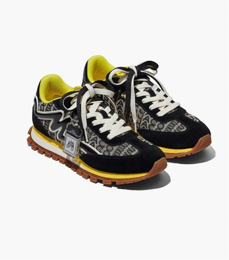 Black / Yellow Women\'s Marc Jacobs The Monogram Jogger Sneakers | USA000787