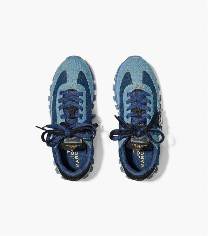 Blue Multicolor Women's Marc Jacobs The Denim Jogger Sneakers | USA000796