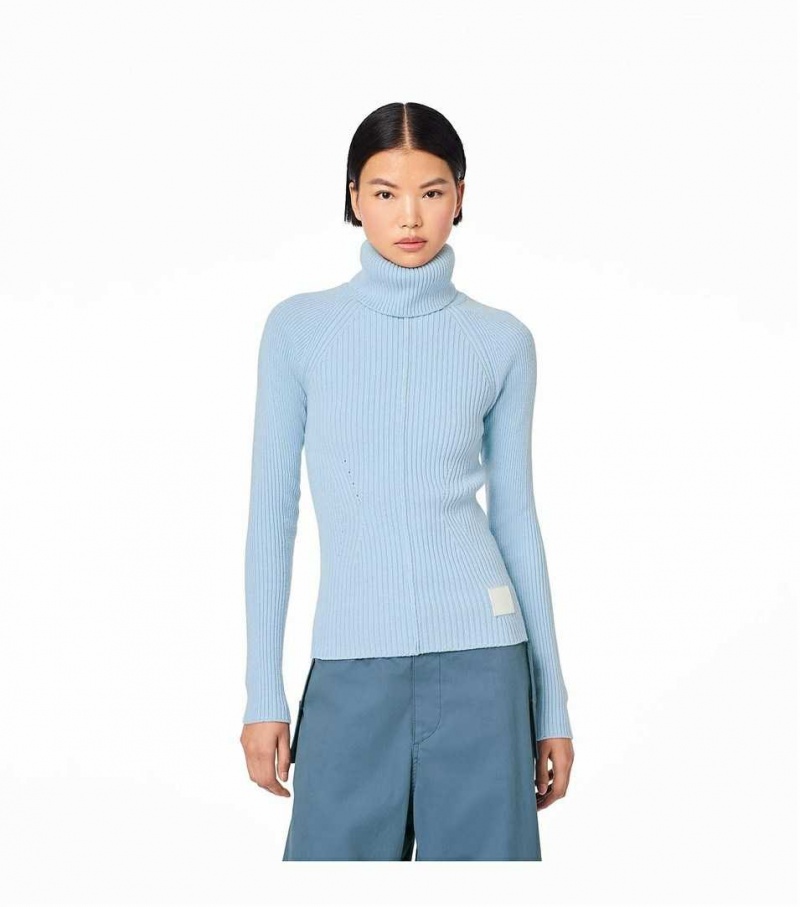Blue Women's Marc Jacobs The Ribbed Turtleneck Sweaters | USA000653