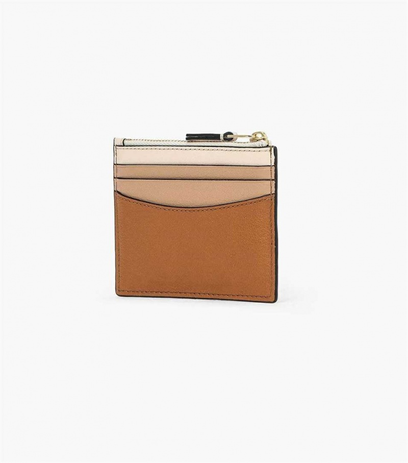 Brown Multicolor Women's Marc Jacobs The Slim 84 Colorblock Zip Card Case Wallets | USA000352