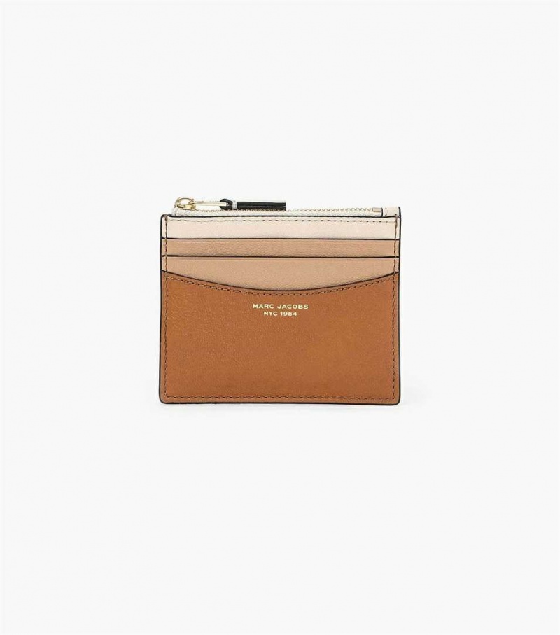 Brown Multicolor Women\'s Marc Jacobs The Slim 84 Colorblock Zip Card Case Wallets | USA000352