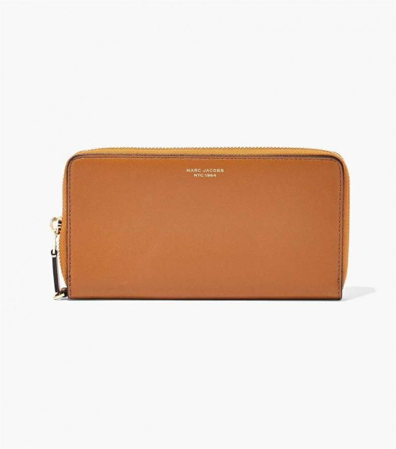 Brown Multicolor Women's Marc Jacobs The Slim 84 Colorblock Continental Wristlet Wallets | USA000359