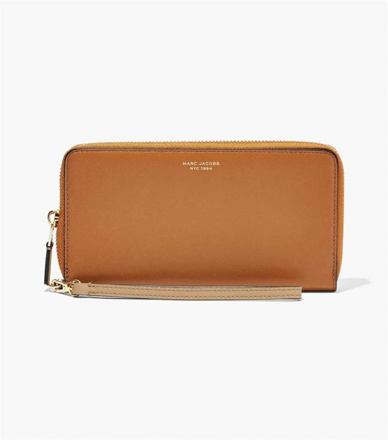 Brown Multicolor Women\'s Marc Jacobs The Slim 84 Colorblock Continental Wristlet Wallets | USA000359