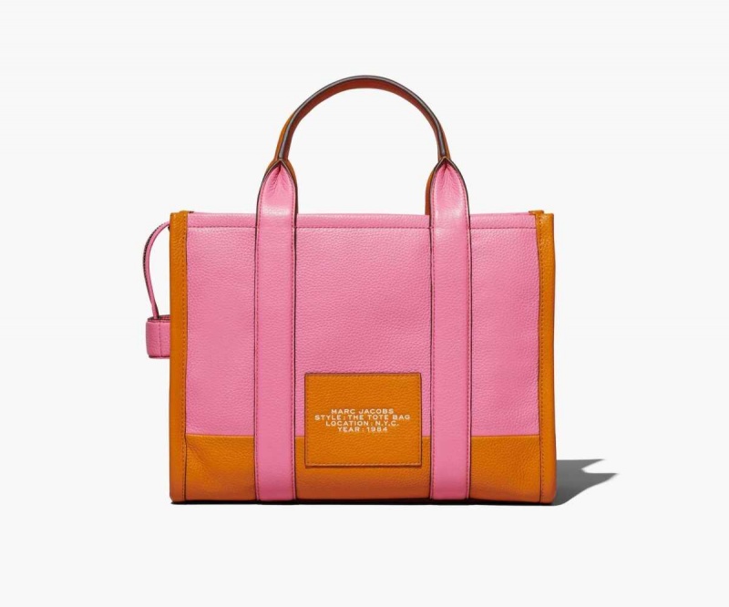 Candy Pink Multi Women's Marc Jacobs Colorblock Medium Tote Bags | USA000044