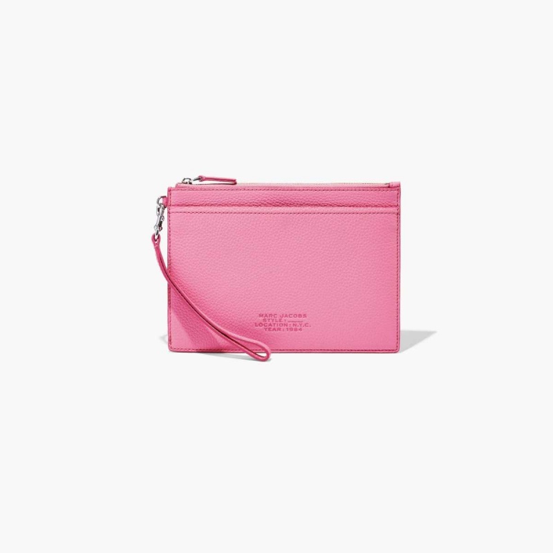 Candy Pink Women\'s Marc Jacobs Leather Small Wristlet Wallets | USA000423