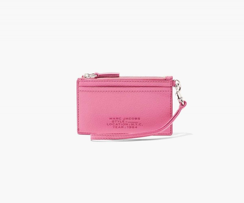 Candy Pink Women's Marc Jacobs Leather Top Zip Wristlet Wallets | USA000433