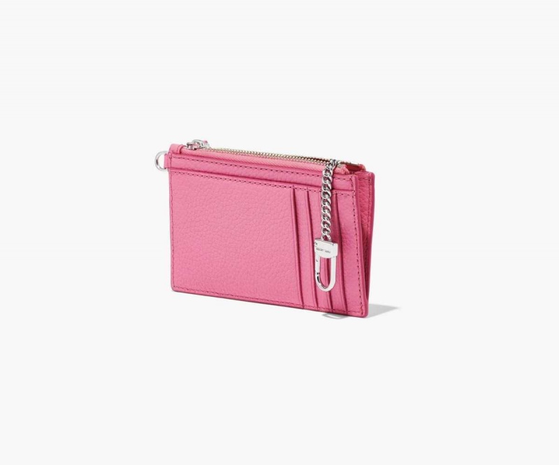 Candy Pink Women's Marc Jacobs Leather Top Zip Wristlet Wallets | USA000433