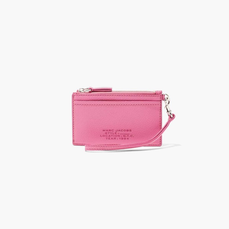 Candy Pink Women\'s Marc Jacobs Leather Top Zip Wristlet Wallets | USA000433
