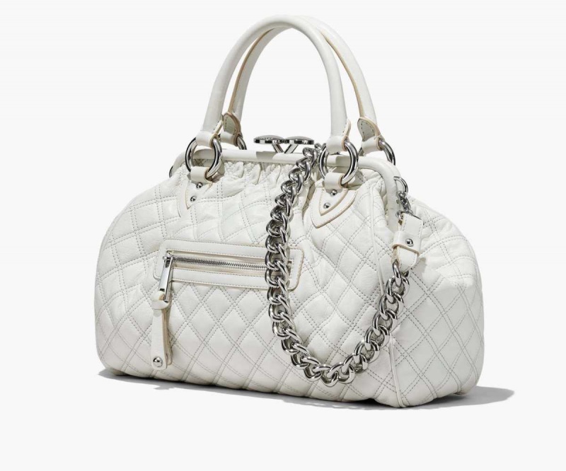 Cloud White Women's Marc Jacobs Re-Edition Quilted Leather Satchel Bags | USA000212