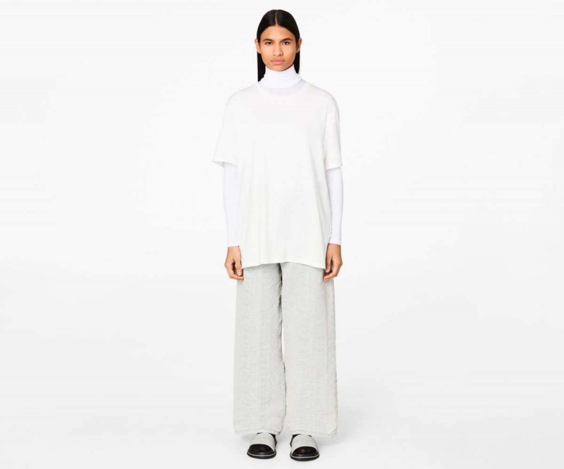 Cotton White Women's Marc Jacobs Leather Slides | USA000819