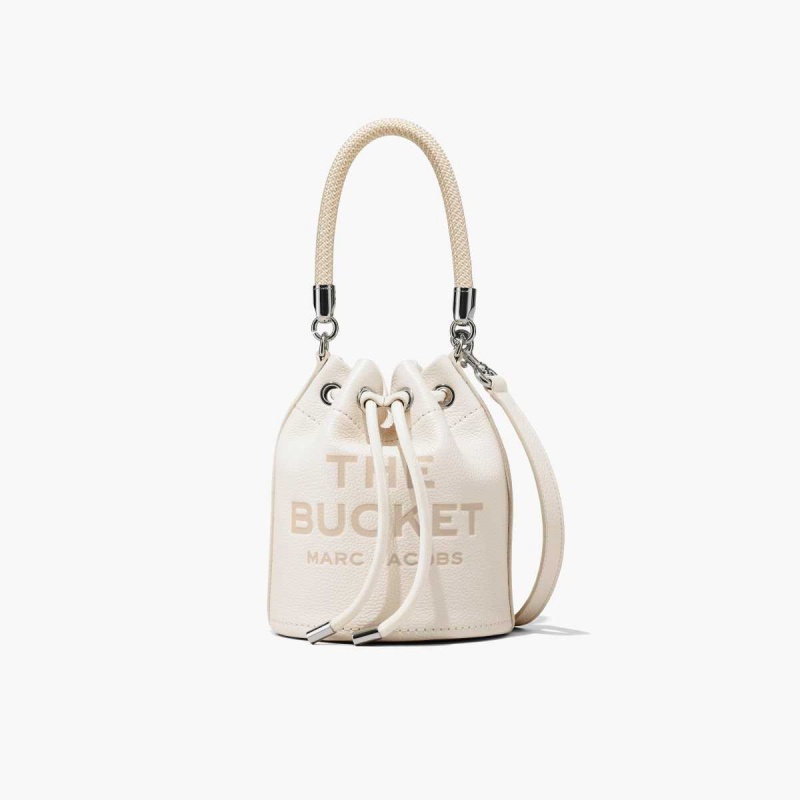 Cotton / Silver Women\'s Marc Jacobs Leather Bucket Bags | USA000161