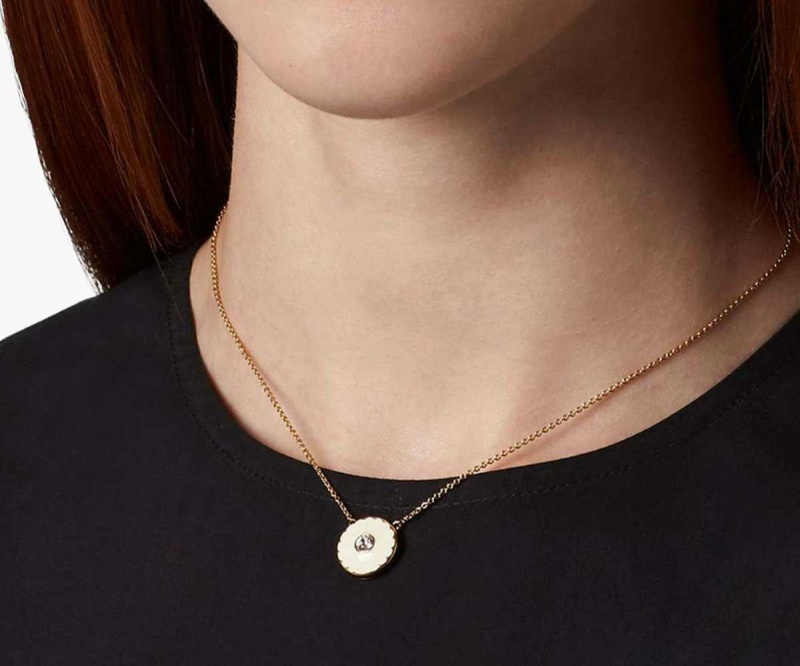 Cream / Gold Women's Marc Jacobs Medallion Pendant Necklaces | USA000751