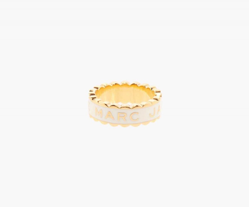 Cream / Gold Women's Marc Jacobs Scallop Medallion Rings | USA000755