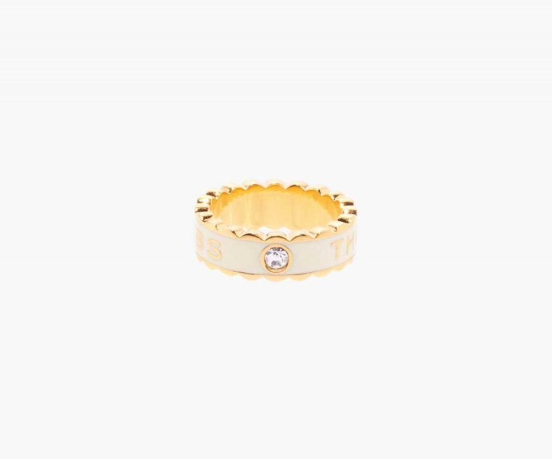 Cream / Gold Women's Marc Jacobs Scallop Medallion Rings | USA000755