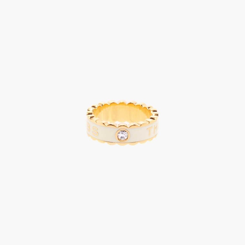 Cream / Gold Women\'s Marc Jacobs Scallop Medallion Rings | USA000755