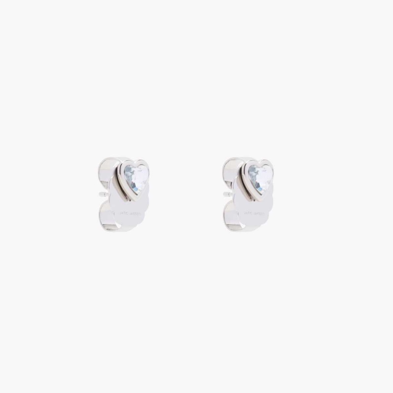 Crystal / Silver Women\'s Marc Jacobs Charmed Heart Stud Earrings | USA000720