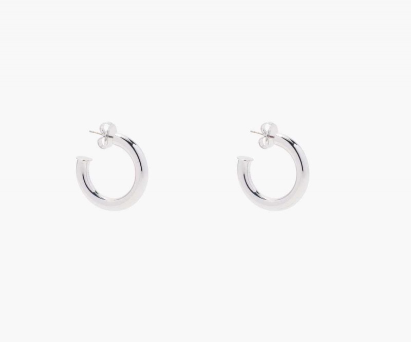Crystal / Silver Women's Marc Jacobs Charmed Double Heart Hoops Earrings | USA000727