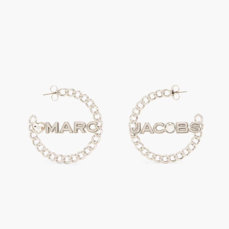 Crystal / Silver Women\'s Marc Jacobs Charmed Chain Hoops Earrings | USA000729