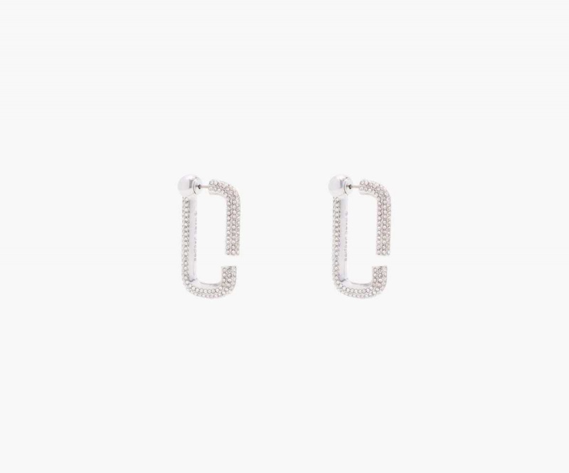 Crystal / Silver Women's Marc Jacobs J Marc Crystal Hoops Earrings | USA000736