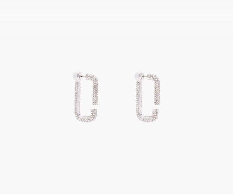 Crystal / Silver Women's Marc Jacobs J Marc Crystal Hoops Earrings | USA000736