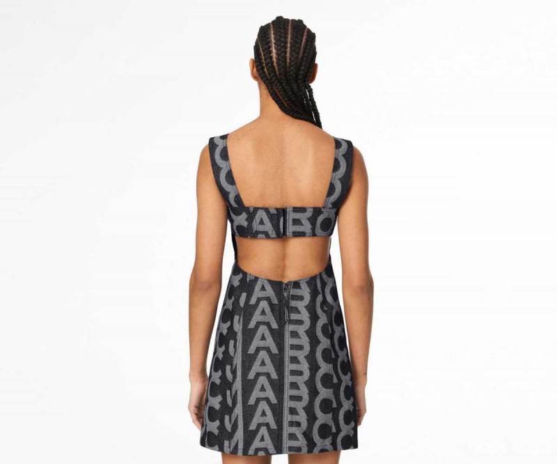 Denim Blue Women's Marc Jacobs Monogram Denim Cutout Dress | USA000579