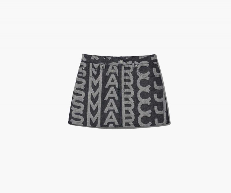 Denim Blue Women's Marc Jacobs Monogram Denim Mini Skirts | USA000650