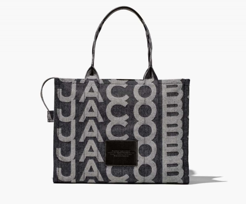 Denim Blue Women's Marc Jacobs Monogram Denim Large Tote Bags | USA000076