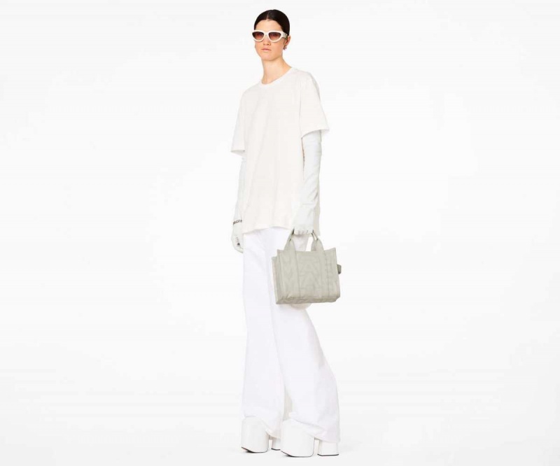 Eggshell / Optic White Women's Marc Jacobs Outline Monogram Mini Tote Bags | USA000023