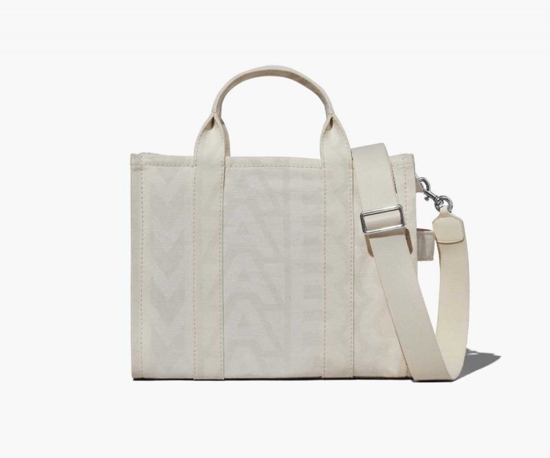 Eggshell / Optic White Women's Marc Jacobs Outline Monogram Medium Tote Bags | USA000098