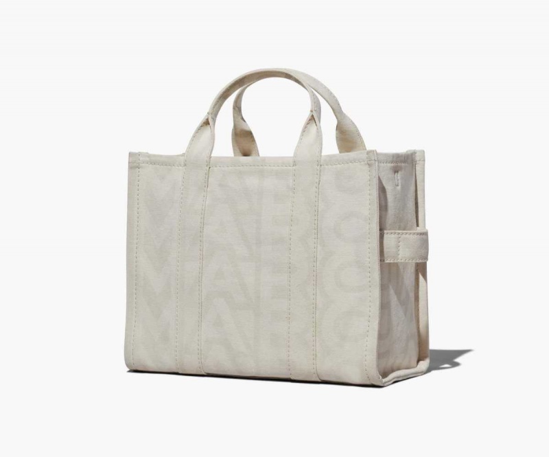 Eggshell / Optic White Women's Marc Jacobs Outline Monogram Medium Tote Bags | USA000098