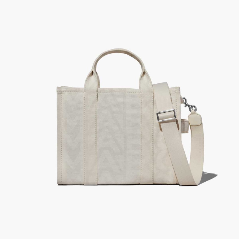 Eggshell / Optic White Women\'s Marc Jacobs Outline Monogram Medium Tote Bags | USA000098