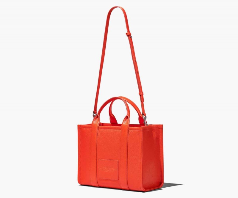 Electric Orange Women's Marc Jacobs Leather Medium Tote Bags | USA000105