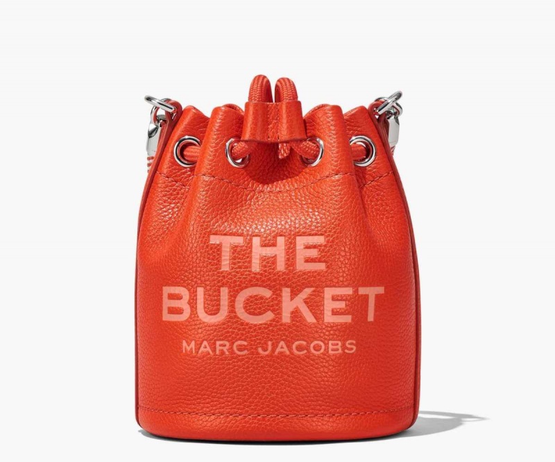 Electric Orange Women's Marc Jacobs Leather Micro Bucket Bags | USA000154