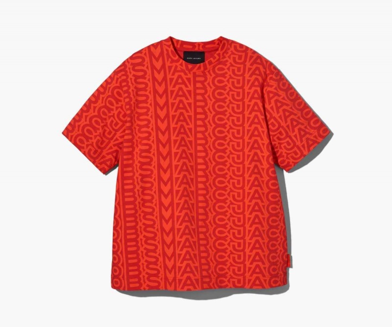 Electric Orange / True Red Women's Marc Jacobs Monogram Big T Shirts | USA000687